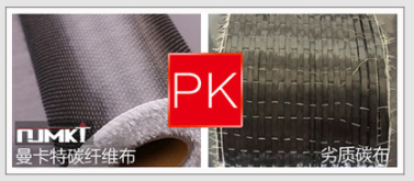 曼卡特碳纖維布和他牌劣質(zhì)碳纖維布對比圖