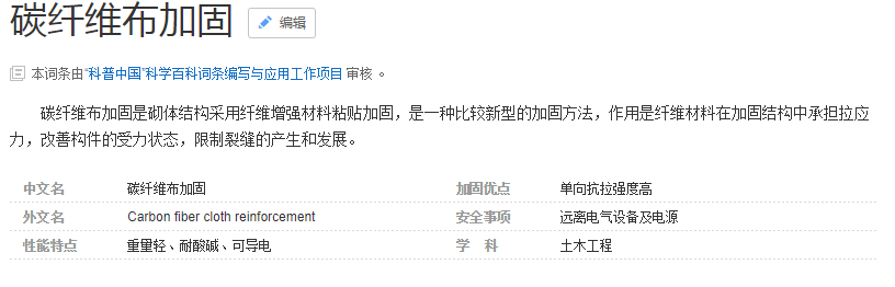 百度對(duì)碳纖維布加固的解釋，了解一下！